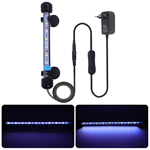 VARMHUS Iluminación LED para Acuarios Plantados, Lámpara Resistente al Agua para Peceras (Azul+Blanco 18cm)