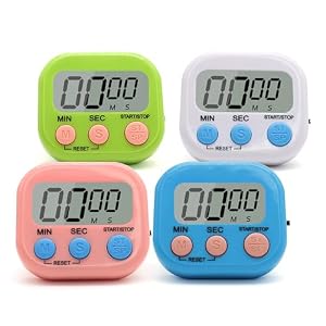4 Pack Multi-Function Electronic Timer – Kitchen Timer,Magnetic Digital Timers,Big LCD Display, ON/Off Switch,Extensively Use in Cooking,Gym, Meeting, Classroom,Kitchen,Study,Work,Outdoor Activities