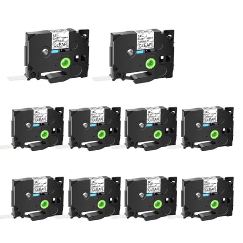 10 PCS�_���ID���~�l�[�g���x���e�[�vFX231 FX241 FX251 FX631 ID�^�O�p��TZE���x���t���}�V���̃��j�o�[�T�����x���e�[�v�ƌ݊���(Black on Clear)