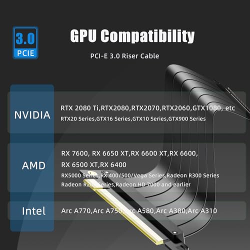 GLOTRENDS 400mm PCIe 3.0 X16 Riser Cable for Low-end PCIe 3.0 GPUs, Such as GeForce RTX 20/GTX 16/GTX 10 Series and AMD Radeon RX5000/VII/RX Vega/R9 Fury Series, etc by GLOTRENDS - Image 2