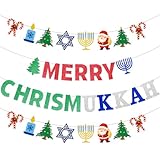4 Pack Merry Chrismukkah Banner Christmas & Hanukkah Mixed Decorations for Merry Chrismukkah Christmas Xmas...