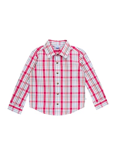 Image of RUGGEDBUTTS Boys Solid Cotton Long Sleeve Button Down Shirt with Button Tabs