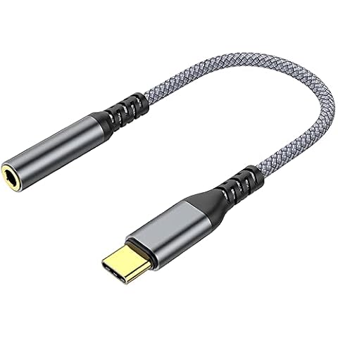 USB C to 3.5 mm Headphone Jack Adapter, Seminer USB Type C to 3.5mm Female Digital Audio Adapter Stereo Earphone Connector Compatible with Samsung Galaxy, Huawei P40 / P30 Pro, Xiaomi, Gray Cover
