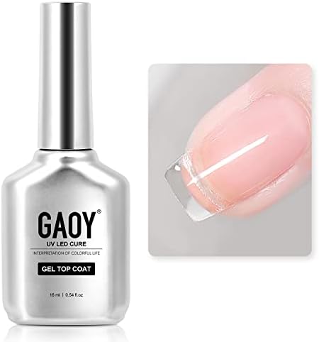 GAOY Top Coat for Gel Nail Polish, 16ml No Wipe Clear Finish, High Gloss Varnish for Long Lasting UV Nail Art DIY