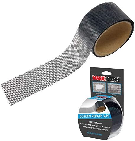 Magic Mesh Screen Repair Tape- Strong Adhesive, Instantly Mend & Repair Holes and Tears in Screen Windows, Doors, RVs & More. Black, 9’ x 2”