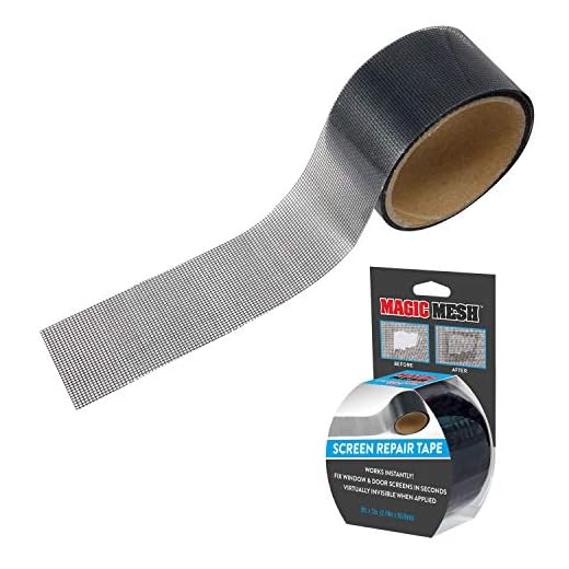 Magic Mesh Screen Repair Tape- Strong Adhesive, Instantly Mend & Repair Holes and Tears in Screen Windows, Doors, RVs & More. Black, 9’ x 2”