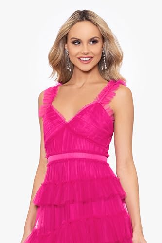 Image of Betsy & Adam Women's Xscape Women's Halter Mock Neck Ruffle Knee Length Dress
