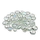 Meschett 50PCS Mini Glass Gems,Clear Mancala Stones Flat Bottom Marble Beads for Home Decorative Art Craft Vase Filler(0.5'~0.7')