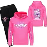 Girls 2 Piece K pop Outfits Casual Cartoon Graphic Long Sleeve Hoodies and Pants Tracksuit Fashion Clothing Sets