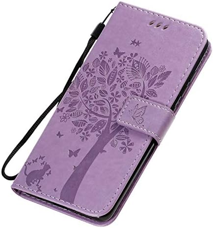Reevermap iPhone SE 2022 Case, iPhone SE 2020 Case iPhone 8/7 Case Wallet PU Leather Phone Cover for iPhone SE 3rd/SE 2020/8/7 Flip Bumper with Tree Magnetic Clasp Card Holder, Light Purple