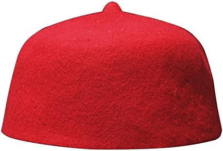 TheKufi® Red Felt Wool Fez Hat with Tip Kufi Prayer Cap