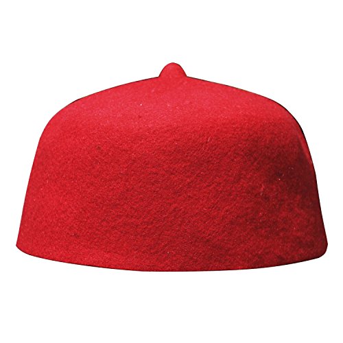 TheKufi® Red Felt Wool Fez Hat with Tip Kufi Prayer Cap