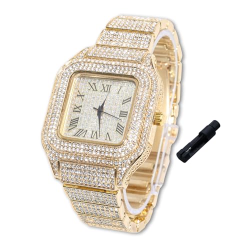 Montre Diamants Iced Out en or 18 carats et quartz de qualité pour enfant et ado