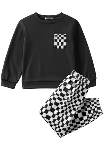 Arshiner Boys Fleece Colorblock Sweatshirt & Pants Outfit Set Fall Winter Clothes Toddler to Big Kid Sizes (2T - 12Years)