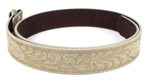 Image of BC Belts Western Leather Belt Strap - 1.5 inch Wide with Embossed Scrollwork Without Buckle for Men & Women, Cowboy /Cowgirl Style