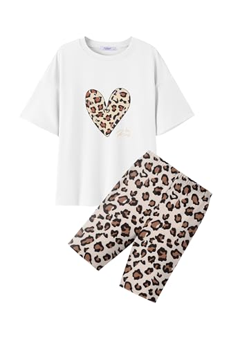 Arshiner Ensembles pour Filles T-shirt à Manches Courtes et Legging Court Survêtements Enfants Tenue D'été Vêtements de Sport Tenues Tendance pour Enfants...