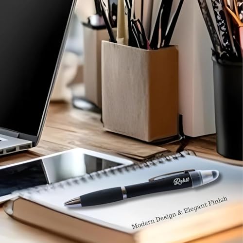 Image of Personalized Pen with Name Engraved I Metal Classy Customized Roller Ball Pens I Comfortable to Hold & Write I Gift for Men & Women Birthday Corporate Gifting (LED PE)