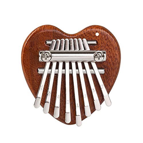 Kalimba Thumb Piano 8 Keys - Mini Finger Piano Heart Shape Marimba With Lanyard Musical Instruments Solid Wood Mibra Birthday Christmas Gifts For Wife Kids Daughter Son Beginners #TOP5