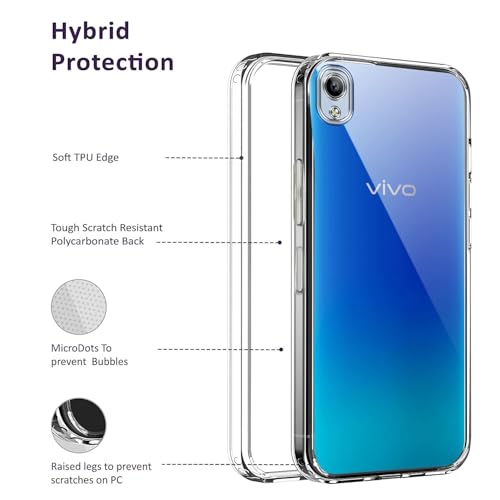 Image of Jkobi Back Case Cover for Vivo Y1s (Silicone Crystal Clear | Pure Camera Protection | Soft and Flexible for Charger and Headphone sockets | Shockproof Bumpers | Transparent)