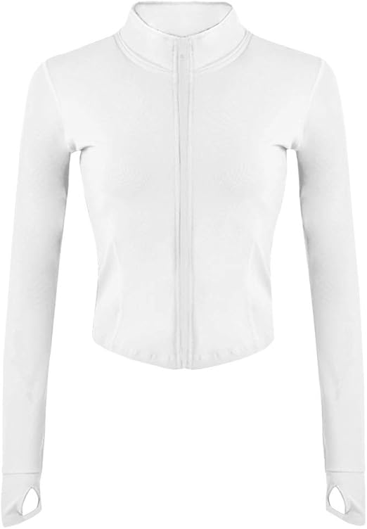 Gihuo Women's Athletic Full Zip Lightweight Workout Jacket with Thumb Holes