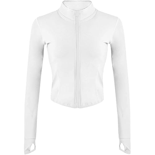 Gihuo Women's Athletic Full Zip Lightweight Workout Jacket with Thumb Holes