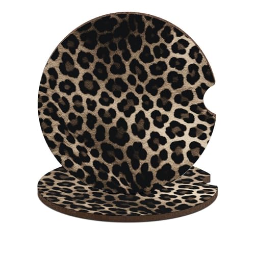 Portavasos para carro con estampado leopardo negro, 2 unidades miniatura 1