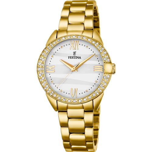 Festina Montre Femme Analogique Acier Inoxydable 316L Doré - Quartz - Verre minéral Haute résistance - Étanche 5 ATM - Special Prices F20685/1