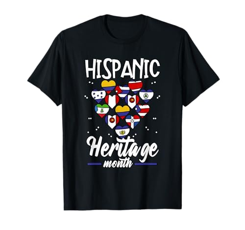 National Hispanic Heritage Month Hearts Love Countries Flags T-Shirt