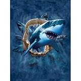 Shark Jaws 3D Poster Wall Art Decor Print | 11.8' x 15.7' | Lenticular Posters & Pictures | Memorabilia Gifts for Guys & Girls Bedroom | Ocean Underwater Animal Photo | Great White Shark Decorations