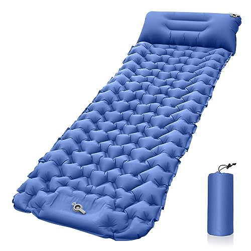 HFHungkeong Selfinflating Camping Sleeping Mattress 9cm high Thickened Inflatable Sleeping pad with Foot Pump and Built in Camping Pillow Light and Portable, Suitable for Outdoor Hiking and Camping