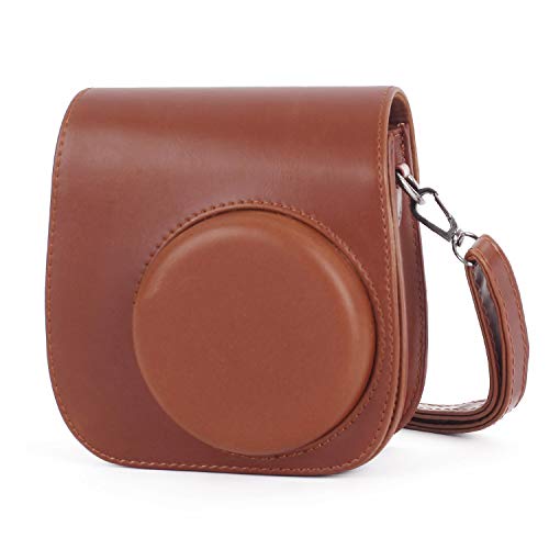 Phetium Instant mini 12 Camera Protective Case Compatible with Instax Mini 12 11,PU Leather Bag with Pocket and Adjustable Shoulder Strap (Brown)