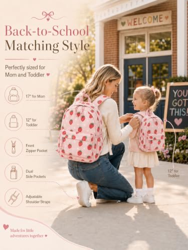 Image of LOIDOU Toddler Backpack for Girls School Bookbags for Preschool Kindergarten Cute Backpacks (Strawberry Pink, S-12)