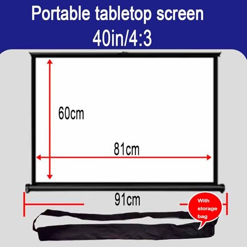 Pantalla de proyección portátil para escritorio, pantalla de película, 30in, 40in, 50in, con bolsa de transporte, 16:9 HD, para cine en casa, cine, oficina (40in(4:3)) miniatura 2