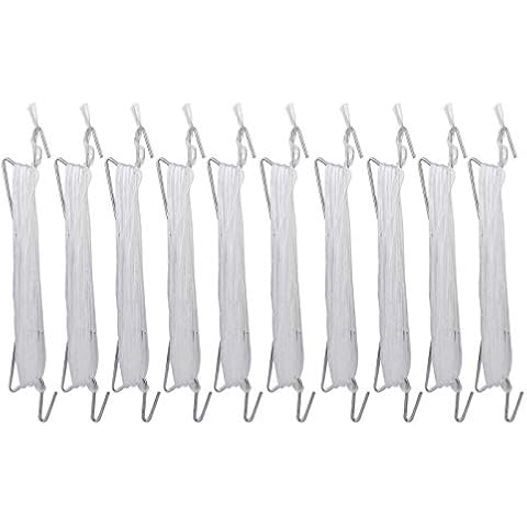 Vurucaa 10pcs Tomato Support J Hooks with 18m Rope Plant Growth Traction Rope Plant Holder Binder Clamp Support Frame Clips, White Cover