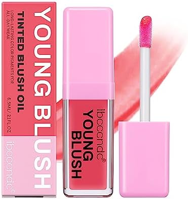 Pink Liquid Blush Oil, Dewy Glow, Long-lasting Color Pigments, All Skin Tones, Tube Container