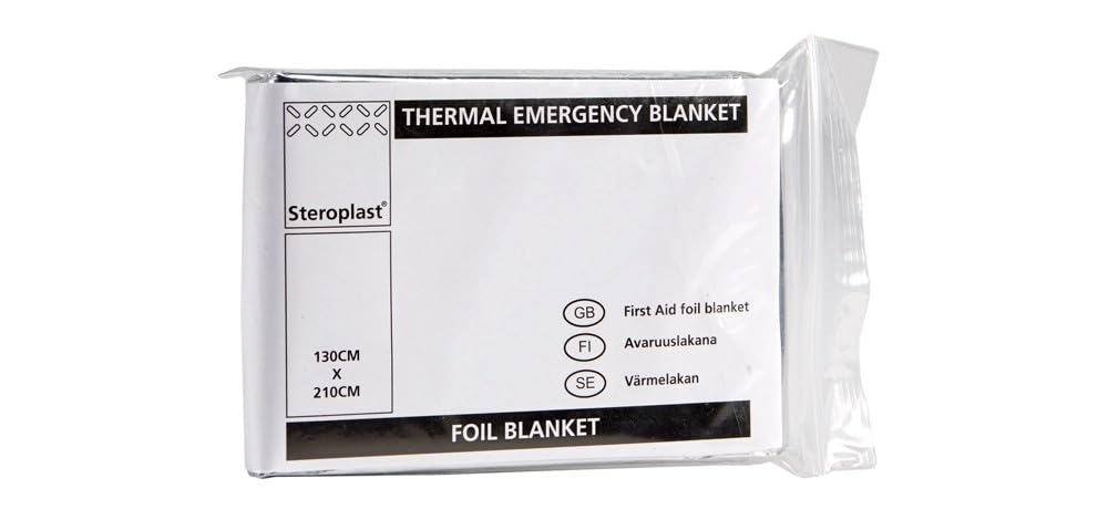 Steroplast Emergency Foil Blankets – 130cm x 210cm - Silver Insulation, Waterproof & Windproof (25)