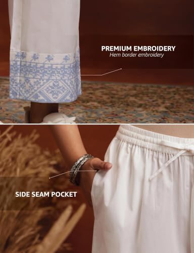 Image of Amazon Brand - Myx Women's Cotton Embroidered Palazzo Pants (Available in Plus Sizes)