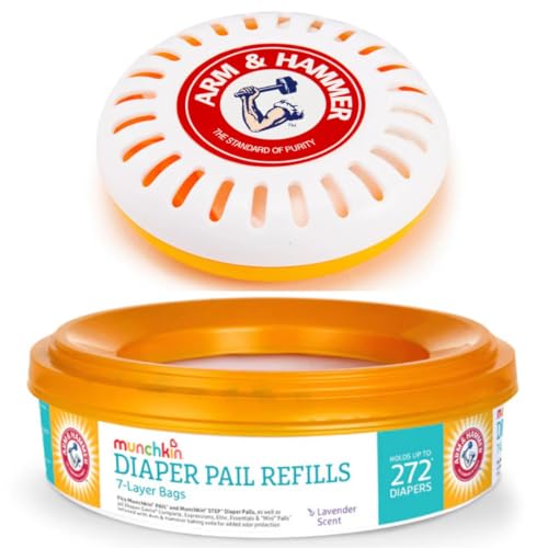 Image of A&H Puck Baking Soda Cartridge And A&H Diaper Pail Refill Ring Holds up to 272 Newborn Diapers, 1 PackOdor Eliminator Cartridges Lavender Scent, Baking Soda Puck, Diaper Pail Deodorizer