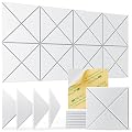 12 pack Acoustic Panels Self-Adhesive, 12"X 12"X 0.4"Sound Proof Foam Panels,Soundproof Wall Panels High Density, Acoustic Panels Sound Absorbing for Wall Decoration and Acoustic Treatment-White-01