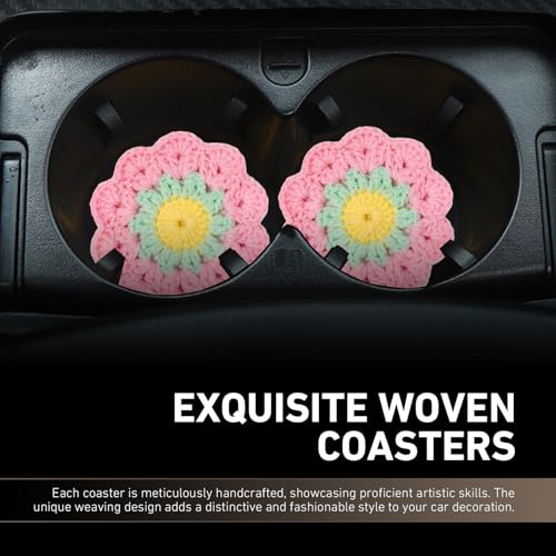 2 PCS Portavasos de Auto Estilo Bohemio en Algodón Rosa miniatura 7