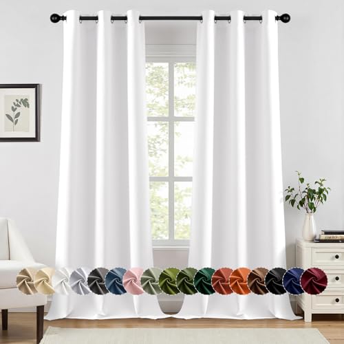 MIULEE Blackout Curtains for Bedroom 2 Panels 40 x 96 Inch Long Pure White