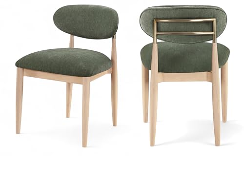 Meridian Furniture 11021Olive-SC Riccio Collection Modern | Contemporary Dining Side Chair with Olive Performance Polyester, Ash Wood, Iron, 21" W x 20" D x 29.5" H, Olive, Set of 2 by Meridian Furniture - Used condition - US$352.41