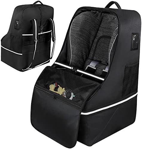 Looxii Car Seat Bags for Air Travel, Padded Car Seat Travel Bag for Airplane with Luggage Strap, 600D Oxford Cloths Carseat Cover for Airplane Travel Fits Car Seats, Infant Carriers and Booster Seats