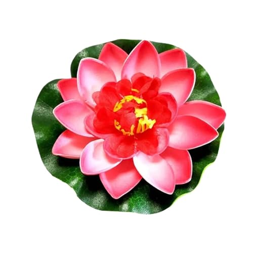 HKYBCF Flor de Loto Artificial, Flor Falsa, Flor de Loto Flotante de Espuma con nenúfar, decoración Flotante for Estanque y jardín.(1PC Red)