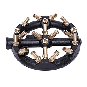 TFCFL Jet Burner, 20 Tips Round Shape Nozzle Jet Natural Gas Cast Iron Body with Brass Tips for Chinese Wok Range Grilling Stir Fry 110,000 BTU/HR