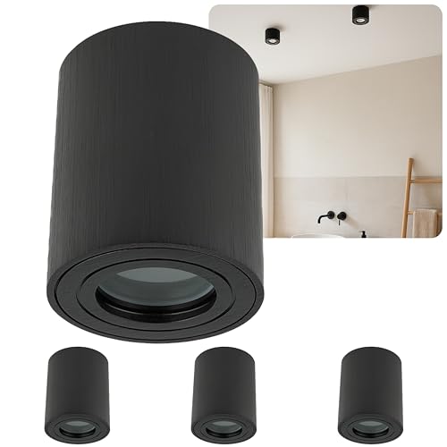 Sweet Led 4 Stück Aufbaustrahler Bad IP44 Aluminium GU10 Deckenspot 95mm...