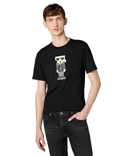 KARL LAGERFELD Paris Men's Short Sleeve T-Shirt with Kocktail Karl Character Graphic Black