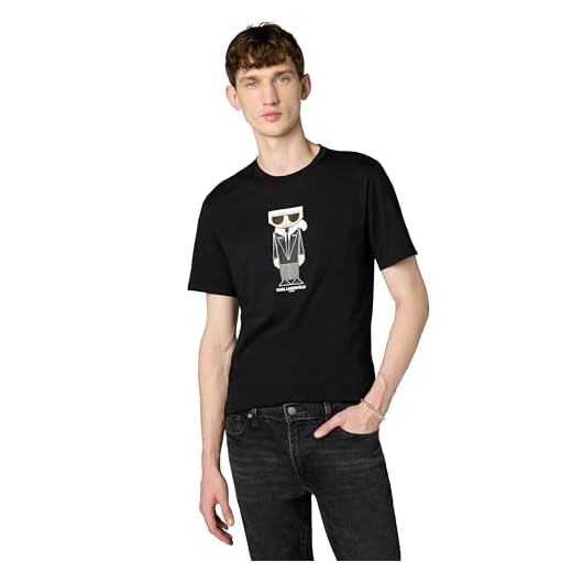 Karl Lagerfeld Paris Men's Kocktail Karl Short Sleeve Crew Neck T-Shirt, Black, XL