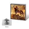 Majestic Lion Square Metal Badge 0.7 In,Button Supplies Badge with Butterfly Buckle Clothing Accessories #2