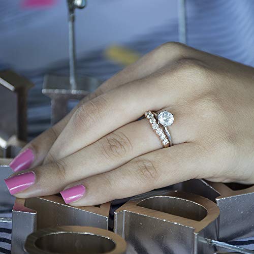 0.5 Ct. Seven Stone Shared Prong Contoured Wedding Ring In Sterling Silver With Brilliant Moissanite By Twobirch (Size 7) #TOP1